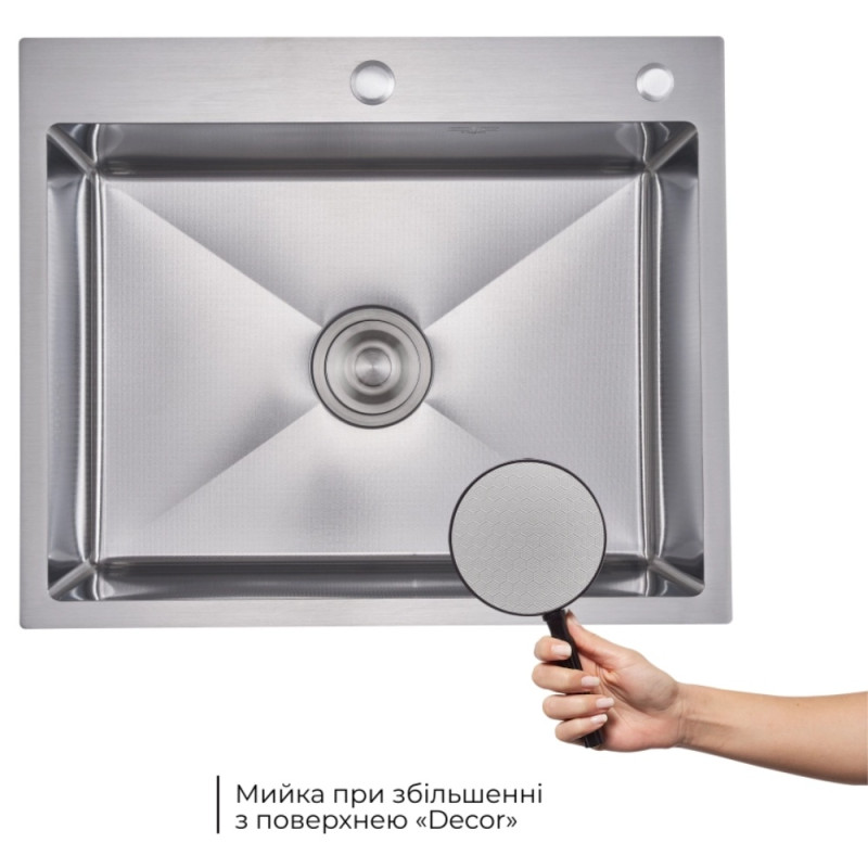 Акционный набор Lidz: мойка H6050H интегрированная Decor Honeycomb 2,5/0,5 мм LDH6050DEC48370 + Смеситель Aria для кухни с гибким изливом (k35) Grey