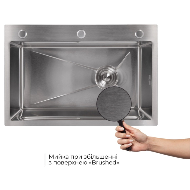 Акционный набор Lidz: мойка H6845 Brushed 3,0/1,0 мм + Смеситель Aria для кухни с гибким изливом (k35) Grey