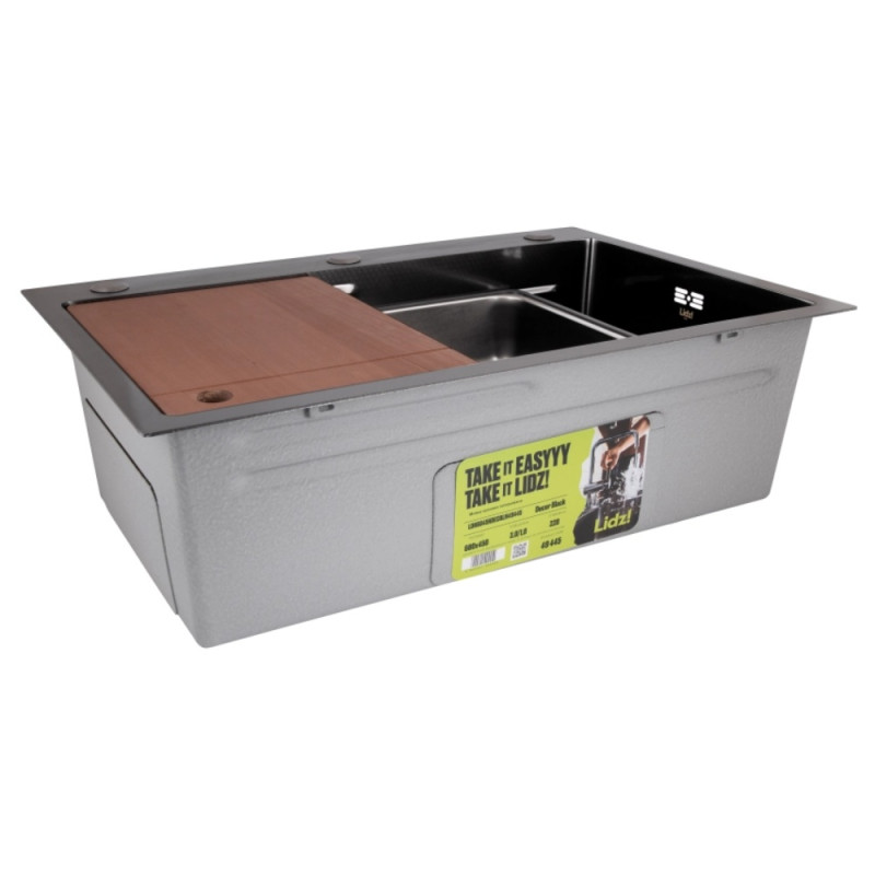 Акционный набор Lidz: мойка H6845 Décor Blaсk 3,0/1,0 мм + Смеситель Aria для кухни с гибким изливом (k35) Black