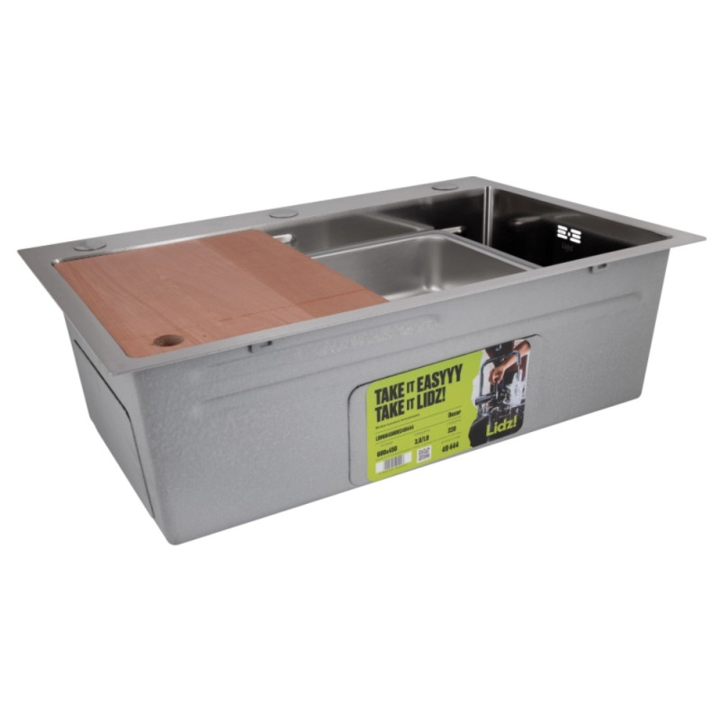 Акционный набор Lidz: мойка H6845 Decor 3,0/1,0 мм + Смеситель Aria для кухни с гибким изливом (k35) Grey