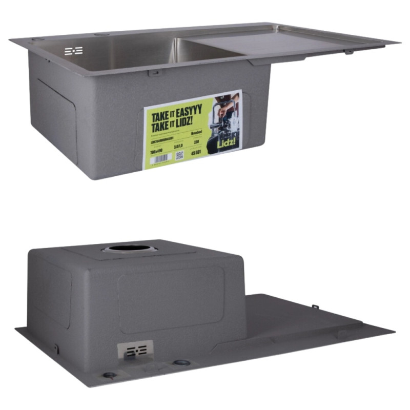 Акционный набор Lidz: мойка H7849R интегрированная крыло справа Brushed Steel 3,0/1,0 мм + Смеситель Aria для кухни с гибким изливом (k35) Grey