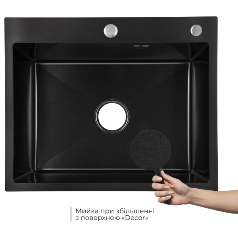 Акционный набор Lidz: мойка интегрированная 6050 Decor Black PVD Honeycomb 2,5/0,5 мм + Смеситель Aria для кухни с гибким изливом (k35) Black