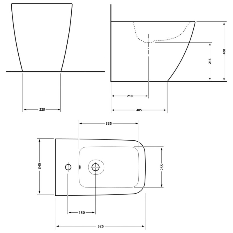 Биде напольное Qtap Cardinal 520×345×400 мм, White QTCAR29W49031