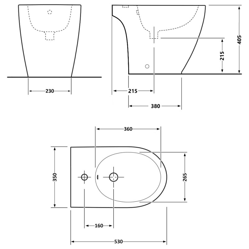 Биде напольное Qtap Presto Quadro 525×340×400 мм, White QTPRE29W49124