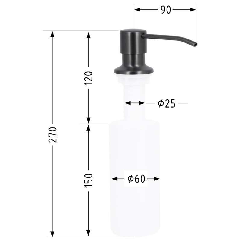 Дозатор для моющего средства Lidz Acsis LA30 Brushed Black PVD, круглый LDACSLA30BLM49827