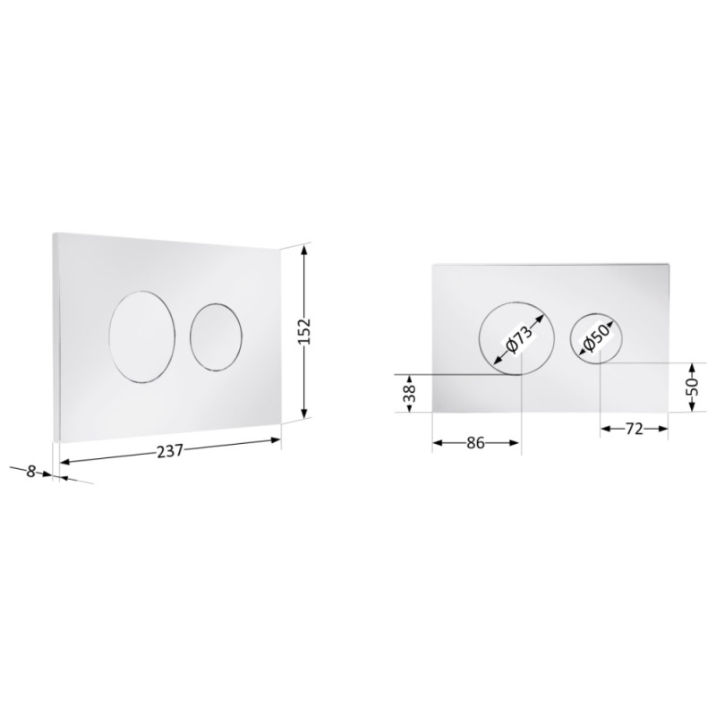 Клавиша смыва Qtap Standard 152x236x28 мм, Chrome, круглая QTSTD164CRM49469