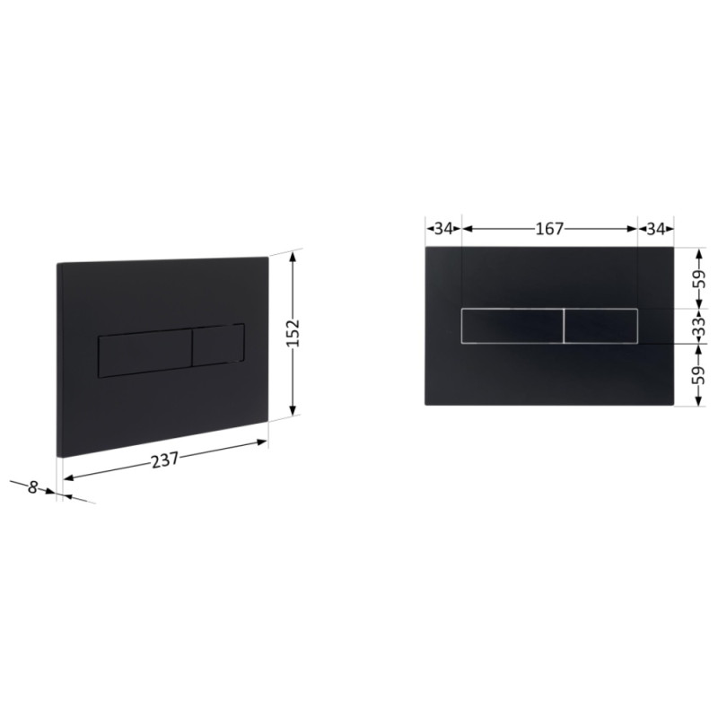 Клавиша смыва Qtap Standard 152x236x28 мм, Matt Black, линейная QTSTD164BLM49473