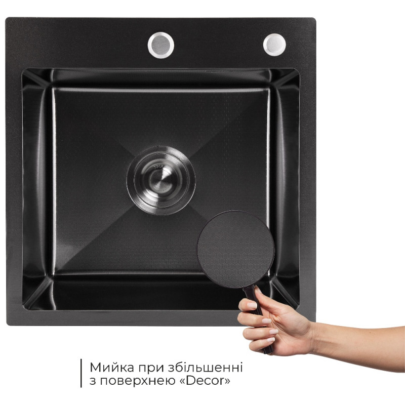 Мойка для кухни интегрированная Lidz Handmade H4545HB Decor Black PVD Honeycomb 2,5/0,5 мм LDH4545HDECBLM49438