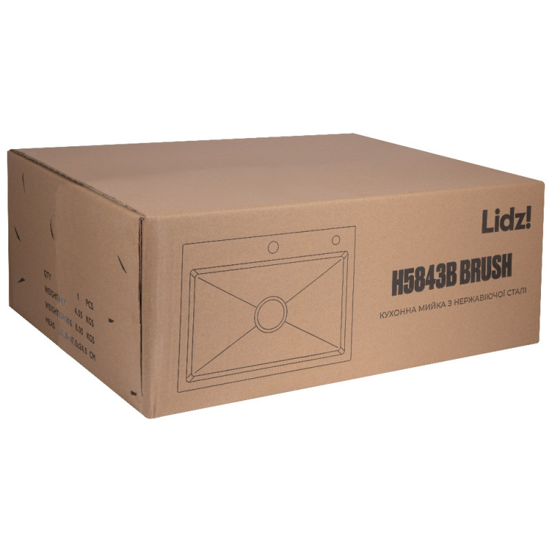 Мойка для кухни интегрированная Lidz Handmade H5843B Brushed Black PVD 3,0/1,0 мм LDH5843BRUBLM49443