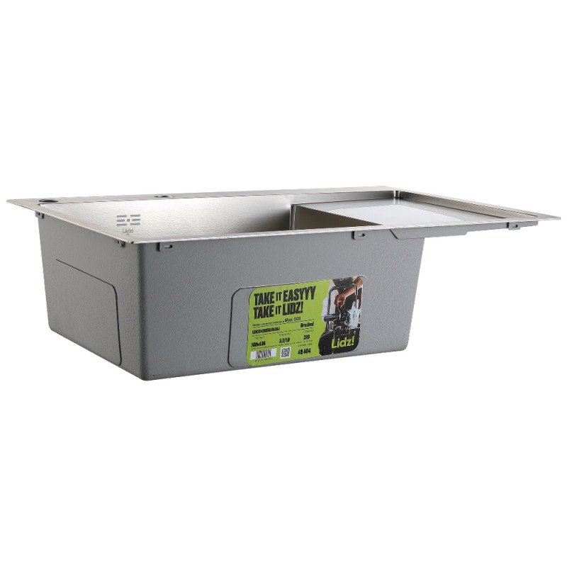 Мойка для кухни интегрированная Lidz Handmade Max 500 H7849R Brushed Steel, 3,0/1,0 мм, крыло справа, увеличенная чаша LDH7849RBRU49464
