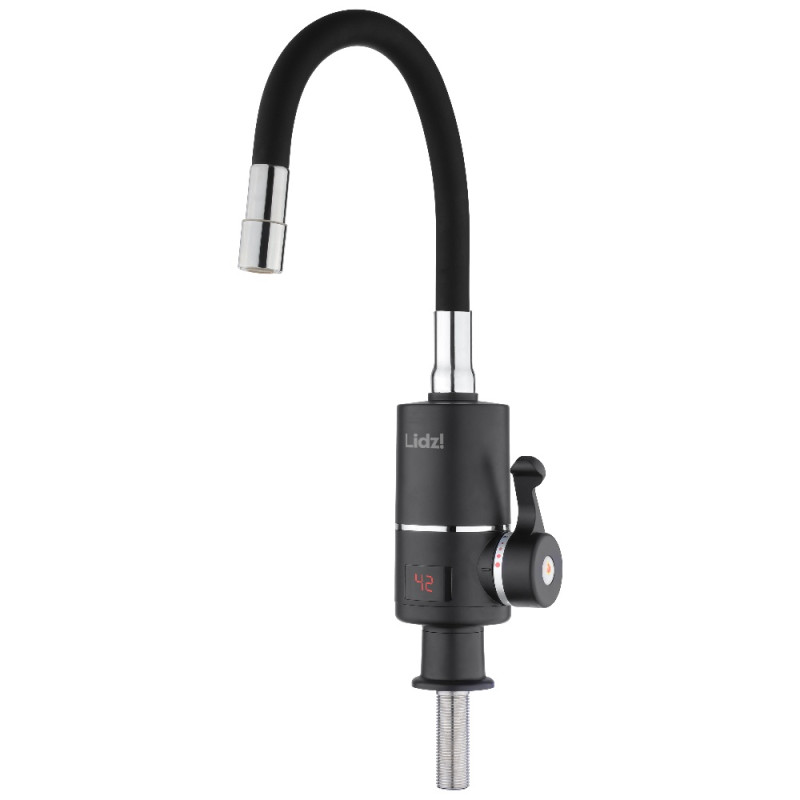 Проточный кран-водонагреватель с гибким изливом для кухни Lidz Warm 064 LDWAR064BLA49093 Black/Black
