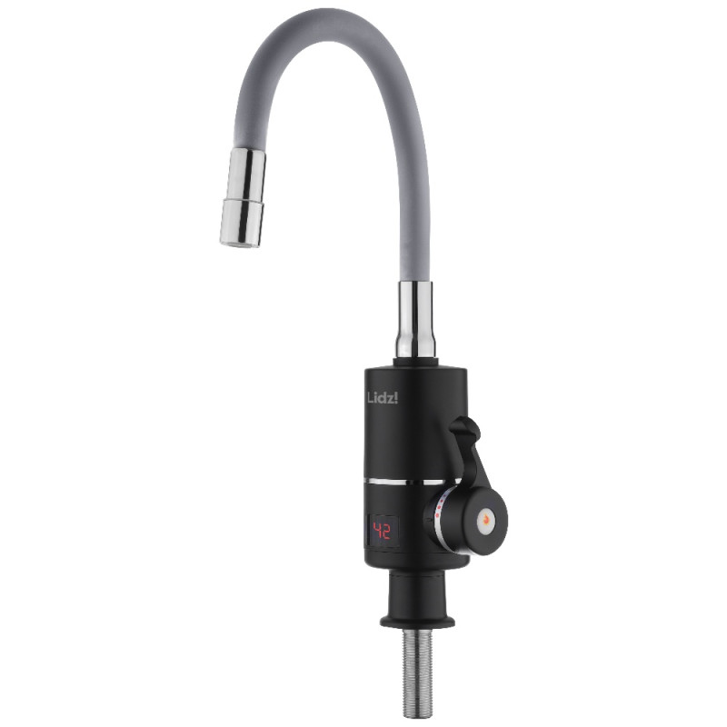 Проточный кран-водонагреватель с гибким изливом для кухни Lidz Warm 064 LDWAR064GRE49094 Black/Grey