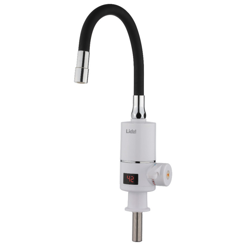 Проточный кран-водонагреватель с гибким изливом для кухни Lidz Warm 065 LDWAR065BLA49095 White/Black