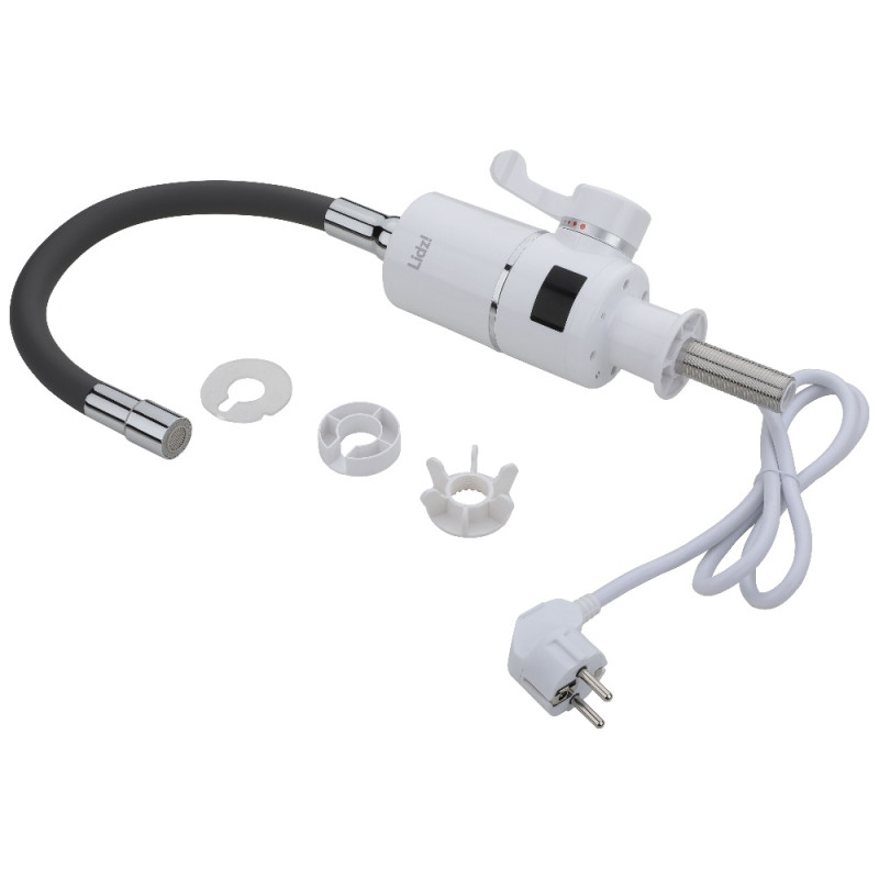Проточный кран-водонагреватель с гибким изливом для кухни Lidz Warm 065 LDWAR065BLA49095 White/Black