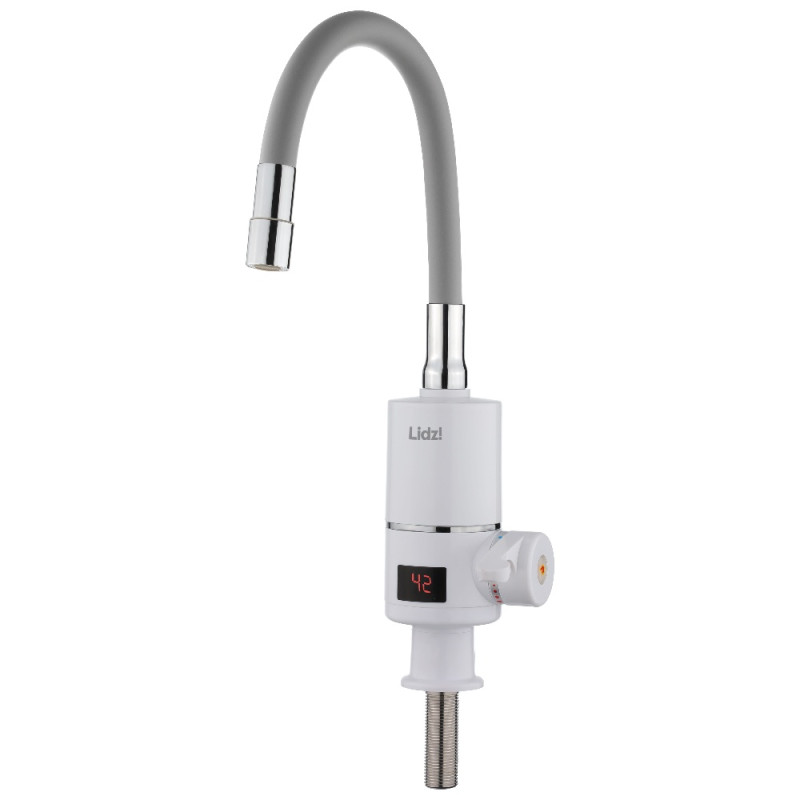 Проточный кран-водонагреватель с гибким изливом для кухни Lidz Warm 065 LDWAR065GRE49096 White/Grey