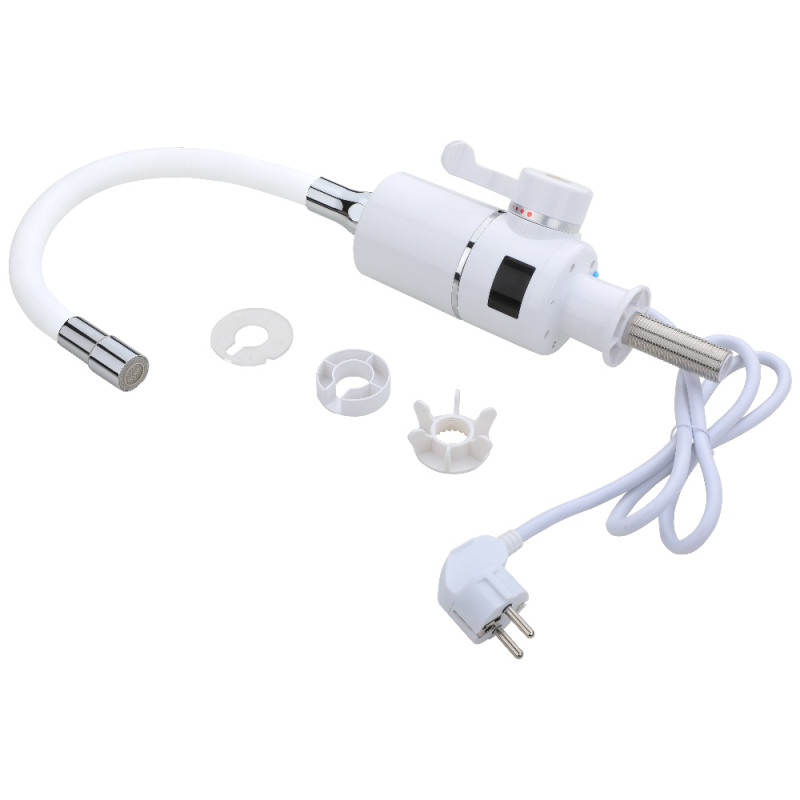 Проточный кран-водонагреватель с гибким изливом для кухни Lidz Warm 065 LDWAR065WHI49097 White/White