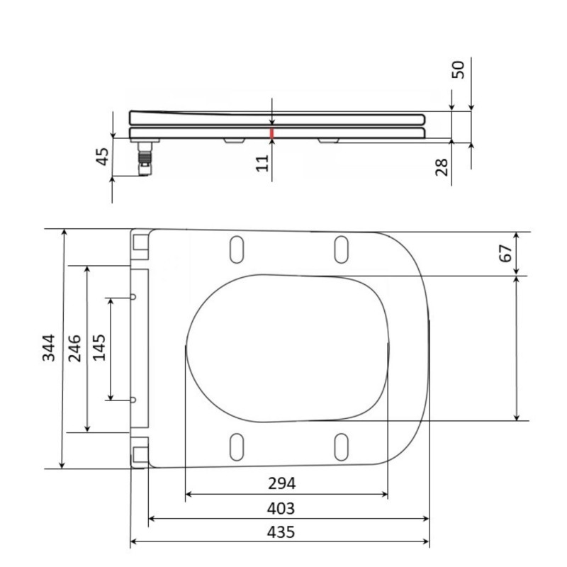 Qtap Сиденье для унитаза (Tern 490) 435x344x50 мм, Matt Black, с микролифтом, Slim Duroplast, Quick Release QTSC179MB47354