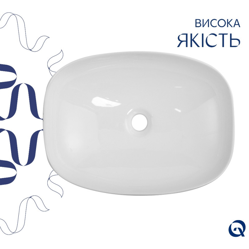 Раковина накладная Qtap Cardinal 500х380х140 мм, Marble, прямоугольная, с донным клапаном QTCAR188MR49826