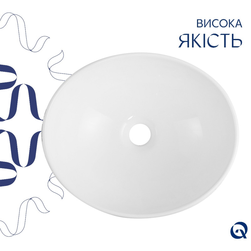 Раковина накладная Qtap Dove 415x340x140 мм, Marble, овальная, с донным клапаном QTDOV188SB49785