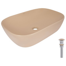 Раковина накладная Qtap Robin 600x390x150 мм, Beige, прямоугольная, с донным клапаном QTROB188SB49787