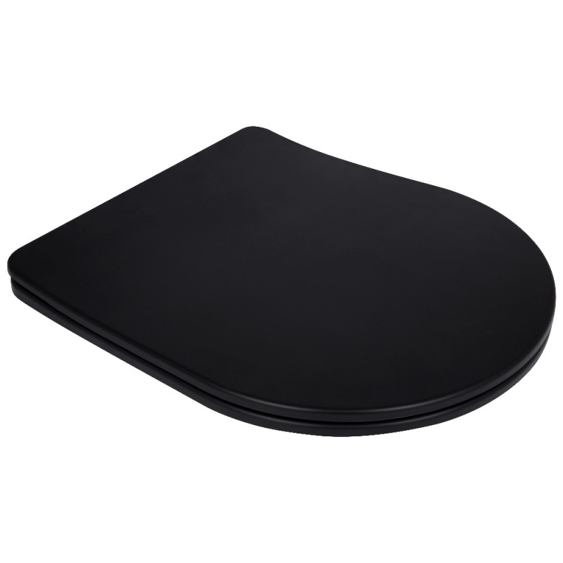 Сиденье для унитаза Qtap (Robin 490) 425x363x50 мм, Matt Black, с микролифтом Slim Duroplast, Quick Release QTSC179MB48676