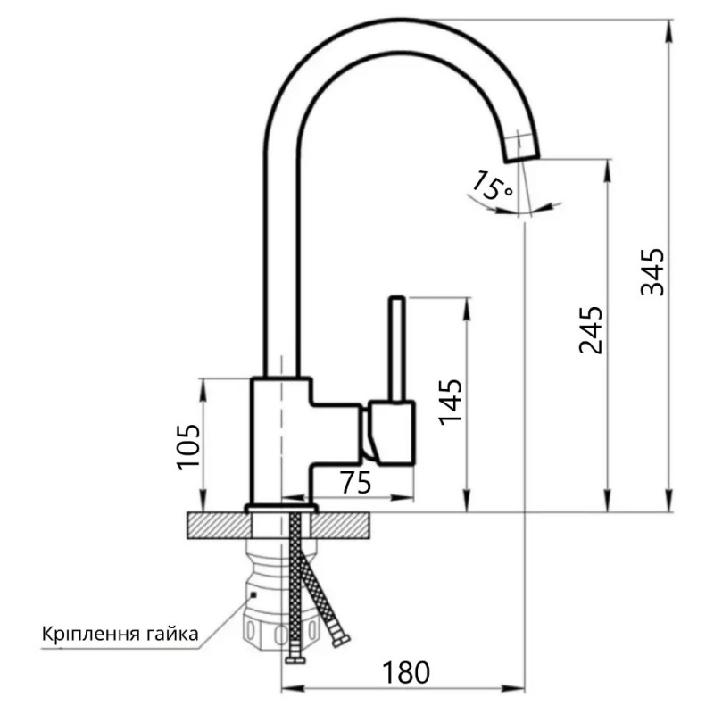 Смеситель для кухни Lidz Aria 015F (k35)  LDARI015FGRP49559 Graphite