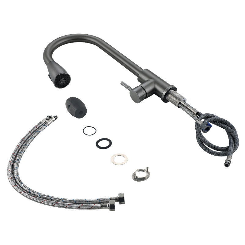 Смеситель для кухни Lidz Aria 015FL (k35) с выдвижным изливом  LDARI015FLGRP49560 Graphite