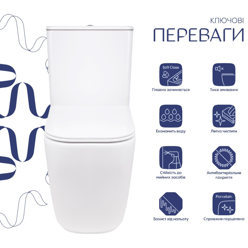 Унитаз напольный Qtap Aquarius Ultra Quiet 620×355×790 мм с сиденьем Soft-close, White QTAQAW27W49262