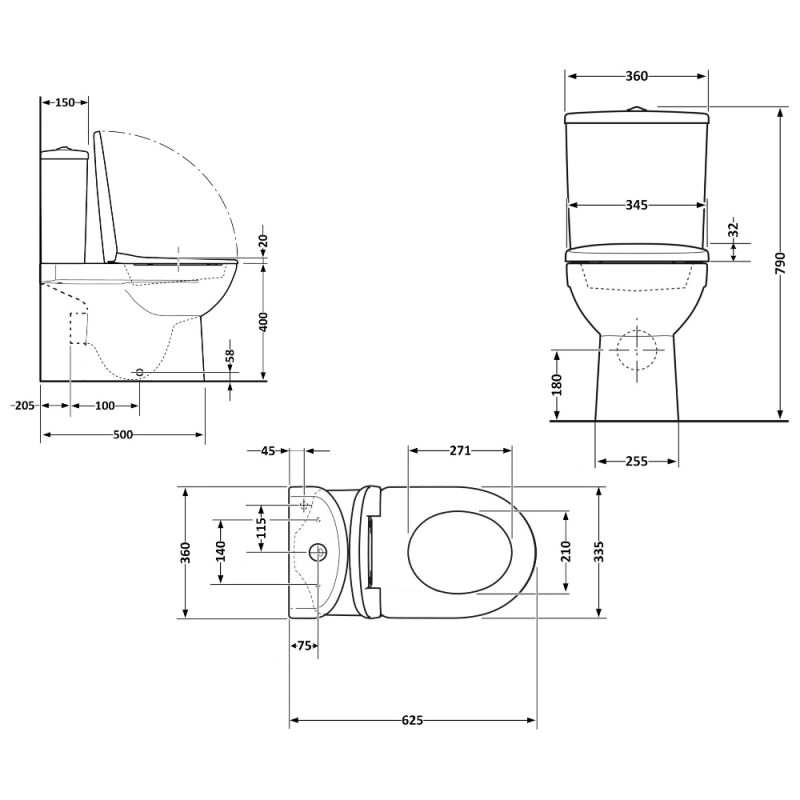 Унитаз напольный Qtap Evia Ultra Quiet 630×350×795 мм с сиденьем Soft-close, White QTEVI27W49258