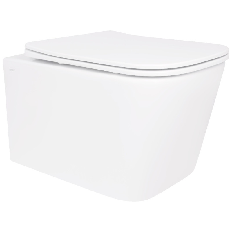 Унитаз подвесной Crow Rimless 485х340х330 мм, White, с сиденьем Slim Duroplast/ Soft-close/ Quick Release QT05335171RW Qtap