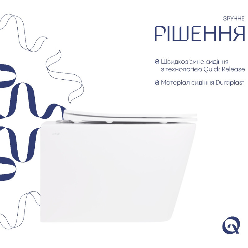 Унитаз подвесной Crow Rimless 485х340х330 мм, White, с сиденьем Slim Duroplast/ Soft-close/ Quick Release QT05335171RW Qtap