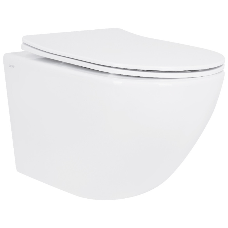 Унитаз подвесной Jay Rimless 485×360×320 мм, White, с сиденьем Slim Duroplast/ Soft-close/ Quick Relase QT07335177RW Qtap