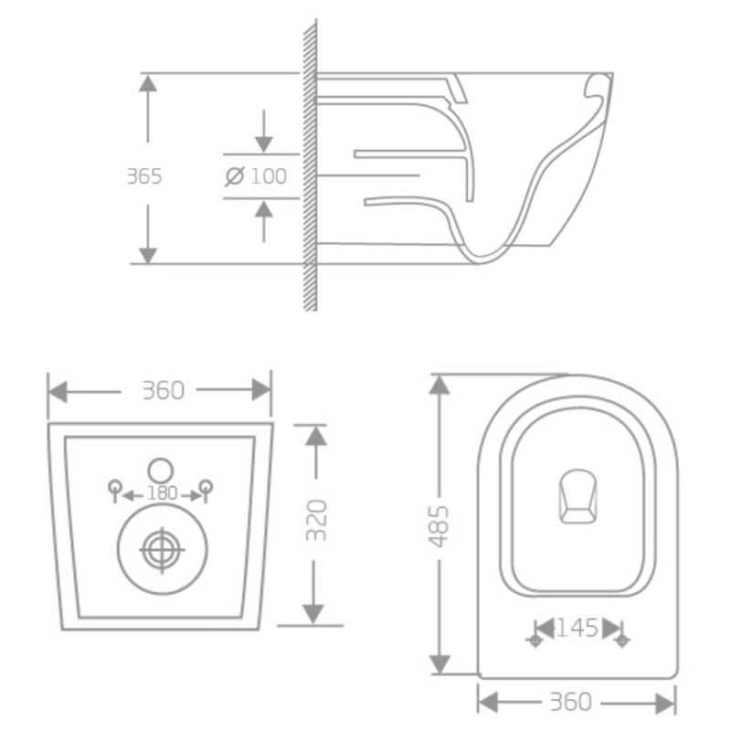 Унитаз подвесной Jay Rimless 485×360×320 мм, White, с сиденьем Slim Duroplast/ Soft-close/ Quick Relase QT07335177RW Qtap