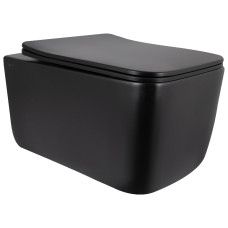 Унитаз подвесной Qtap Gemini Ultra Quiet 485×340×350 мм, Matt Black, с сиденьем Slim Duroplast / Soft-close / Quick Release QTGEM28BLM50505