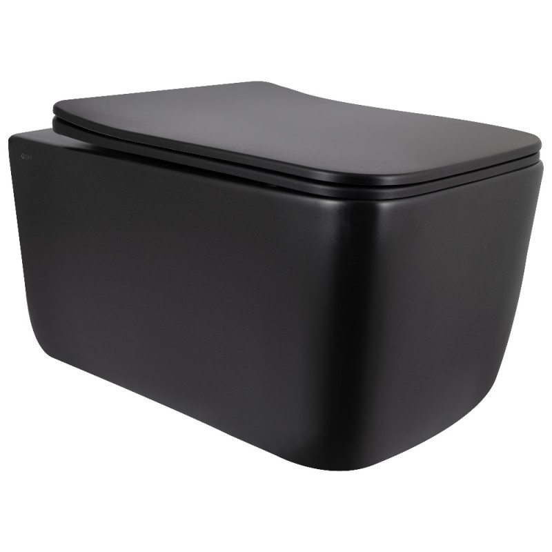 Унитаз подвесной Qtap Gemini Ultra Quiet 485×340×350 мм, Matt Black, с сиденьем Slim Duroplast / Soft-close / Quick Release QTGEM28BLM50505