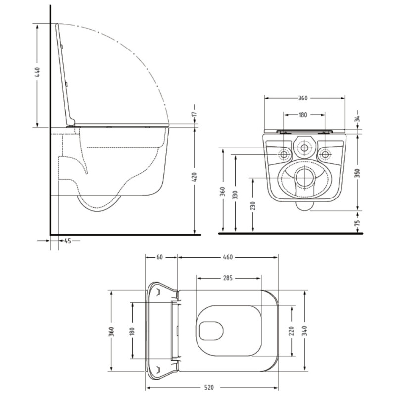 Унитаз подвесной Qtap Gemini Ultra Quiet 485×340×350 мм, Matt Black, с сиденьем Slim Duroplast / Soft-close / Quick Release QTGEM28BLM50505