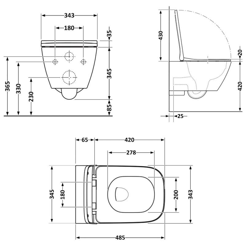 Унитаз подвесной Qtap Gemini Ultra Quiet 485×340×350 мм, White, с сиденьем Slim Duroplast / Soft-close / Quick Release QTTAU26W49119