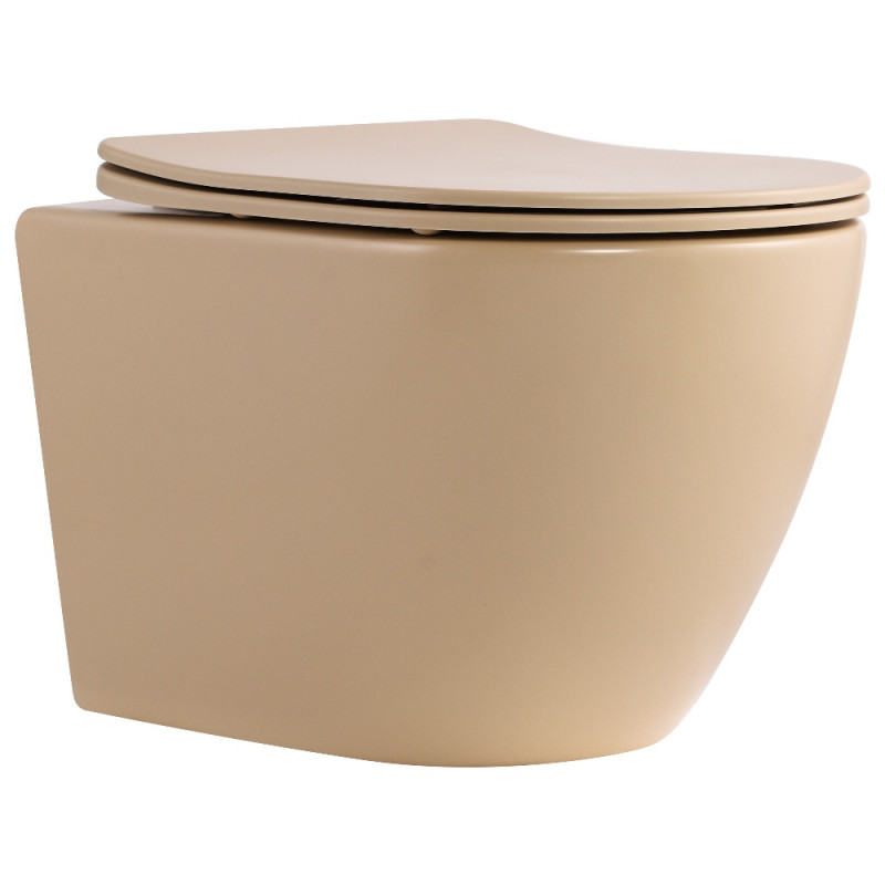Унитаз подвесной Qtap Robin Ultra Quiet 520×365×340 мм, Beige, с сиденьем Slim Duroplast / Soft-close / Quick Release QTROB26SB48997