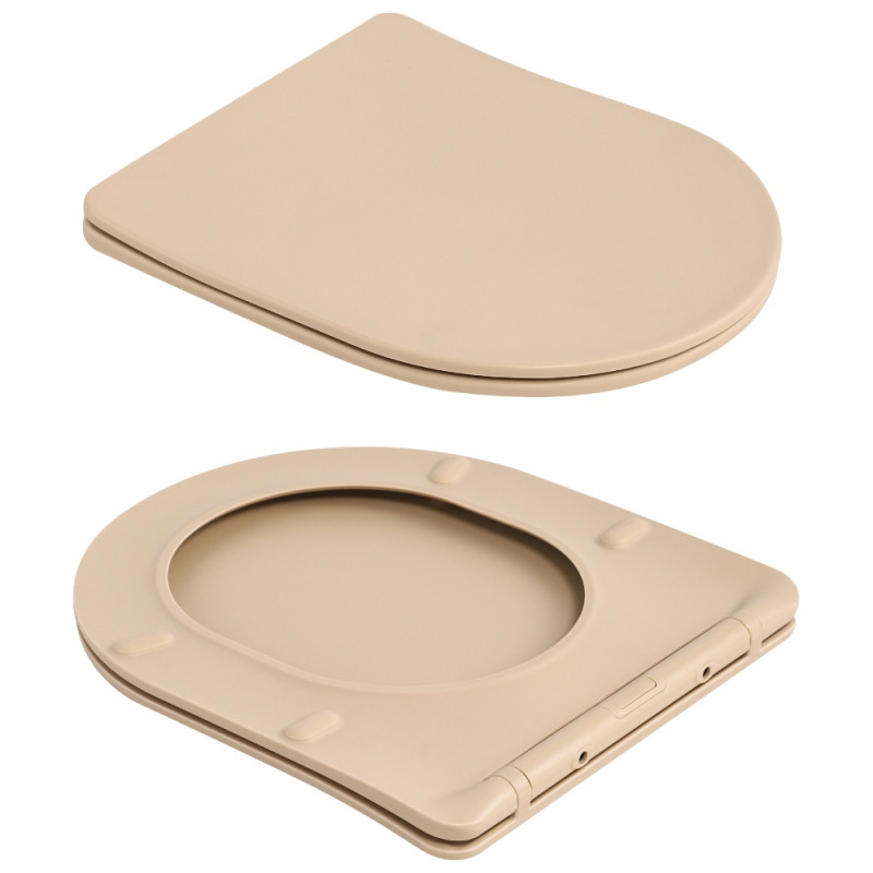Унитаз подвесной Qtap Robin Ultra Quiet 520×365×340 мм, Beige, с сиденьем Slim Duroplast / Soft-close / Quick Release QTROB26SB48997