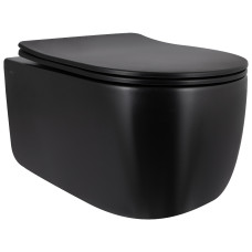 Унитаз подвесной Qtap Taurus Ultra Quiet 515×360×350 мм, Matt Black, с сиденьем Slim Duroplast / Soft-close / Quick Release QTTAU28BLM50504