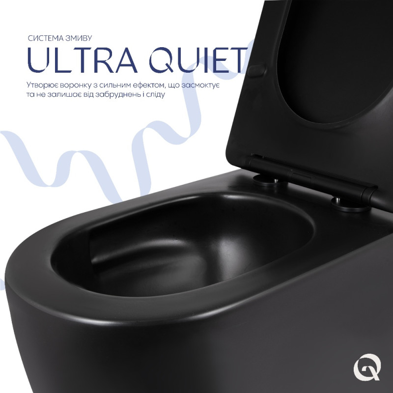 Унитаз подвесной Qtap Taurus Ultra Quiet 515×360×350 мм, Matt Black, с сиденьем Slim Duroplast / Soft-close / Quick Release QTTAU28BLM50504