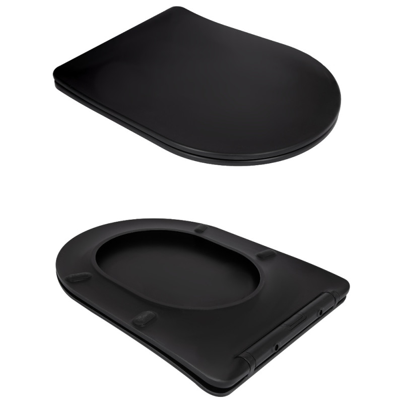 Унитаз подвесной Qtap Taurus Ultra Quiet 515×360×350 мм, Matt Black, с сиденьем Slim Duroplast / Soft-close / Quick Release QTTAU28BLM50504