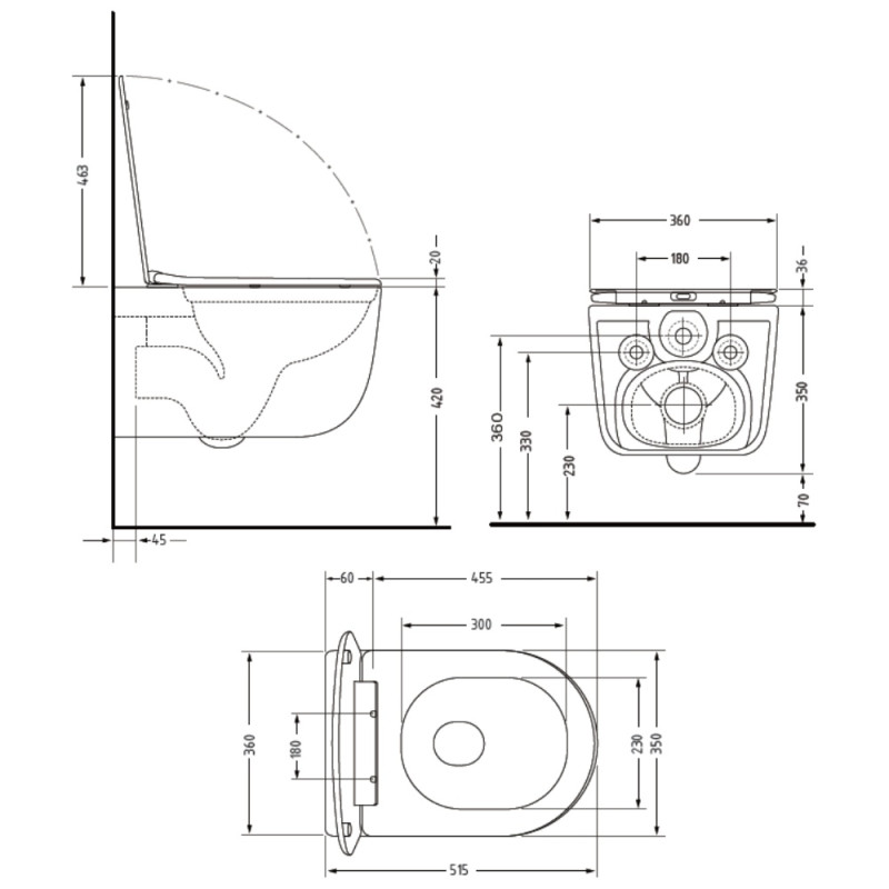 Унитаз подвесной Qtap Taurus Ultra Quiet 515×360×350 мм, White, с сиденьем Slim Duroplast / Soft-close / Quick Release QTTAU26W49116