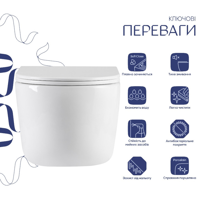 Унитаз подвесной Qtap Taurus Ultra Quiet 515×360×350 мм, White, с сиденьем Slim Duroplast / Soft-close / Quick Release QTTAU26W49116