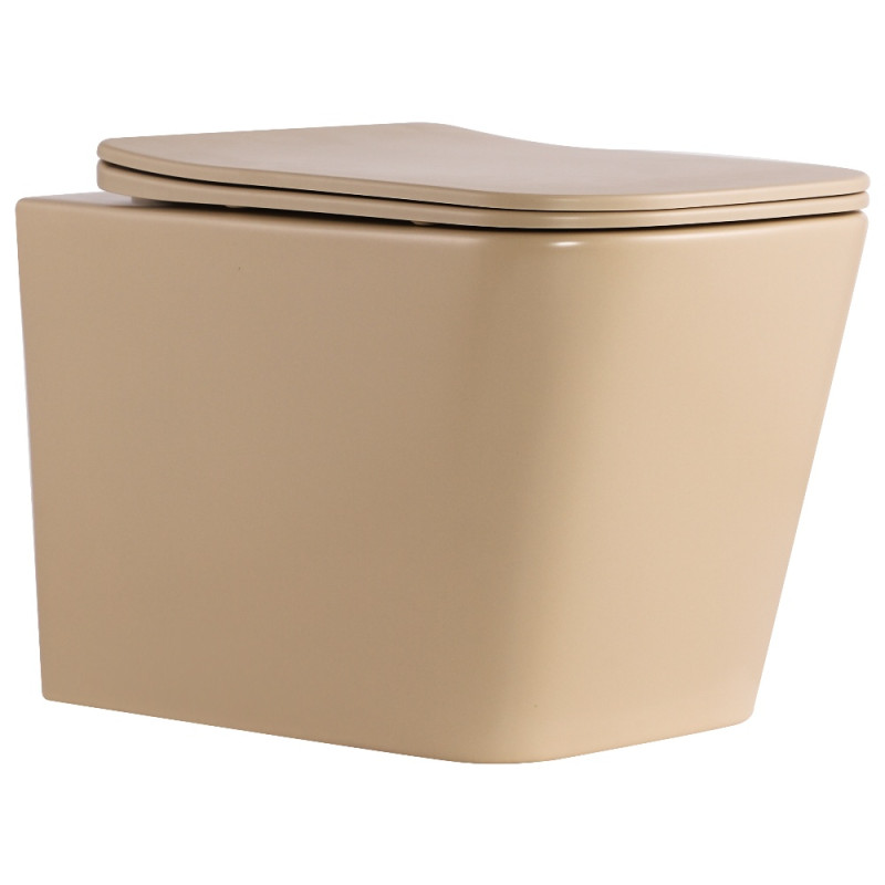 Унитаз подвесной Qtap Tern Ultra Quiet 520×345×325 мм, Beige, с сиденьем Slim Duroplast / Soft-close / Quick Release QTTER26SB49001