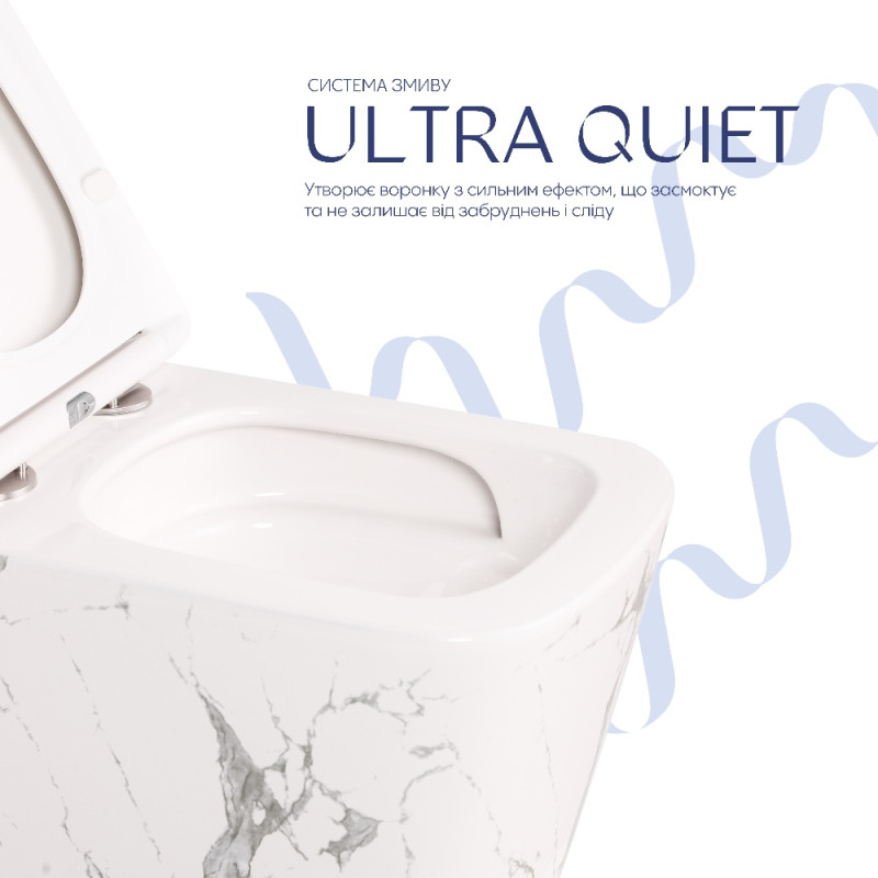 Унитаз подвесной Qtap Tern Ultra Quiet 520×345×325 мм, Marble, с сиденьем Slim Duroplast / Soft-close / Quick Release QTTER26MR49002