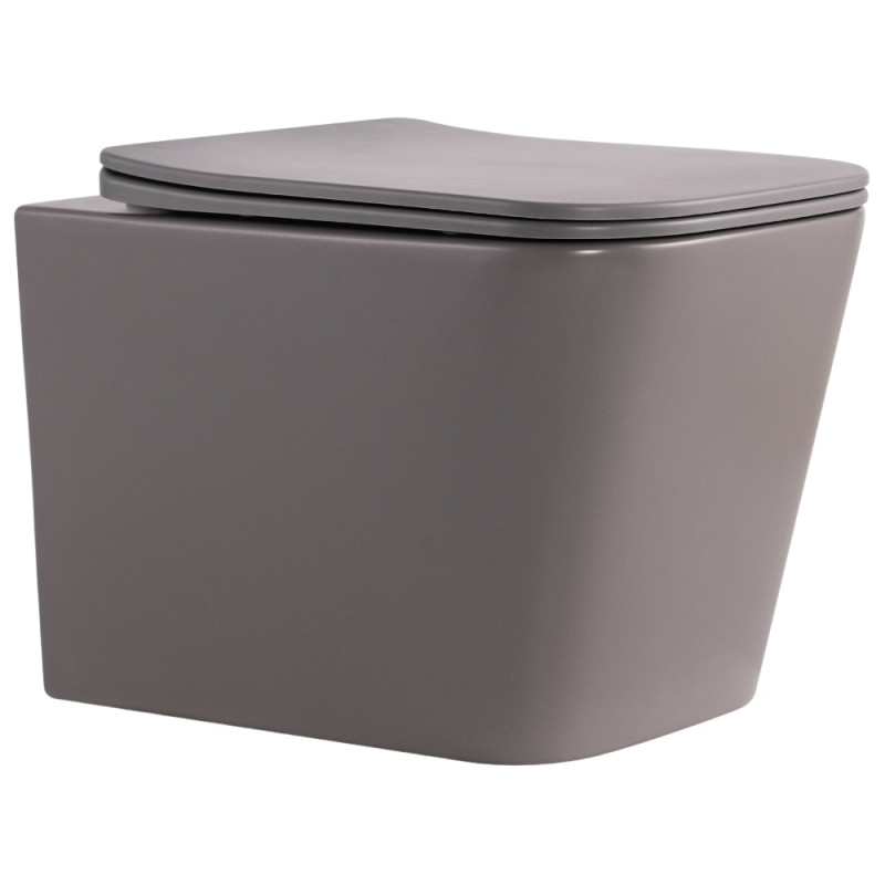 Унитаз подвесной Qtap Tern Ultra Quiet 520×345×325 мм, Stone grey, с сиденьем Slim Duroplast / Soft-close / Quick Release QTTER26SG49000