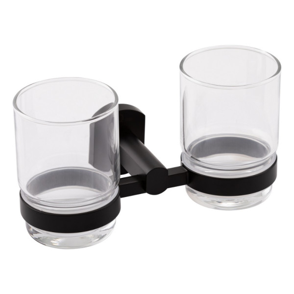 Стакан с держателем Qtap Liberty настенный двойной QTLIBBLM1155 Black