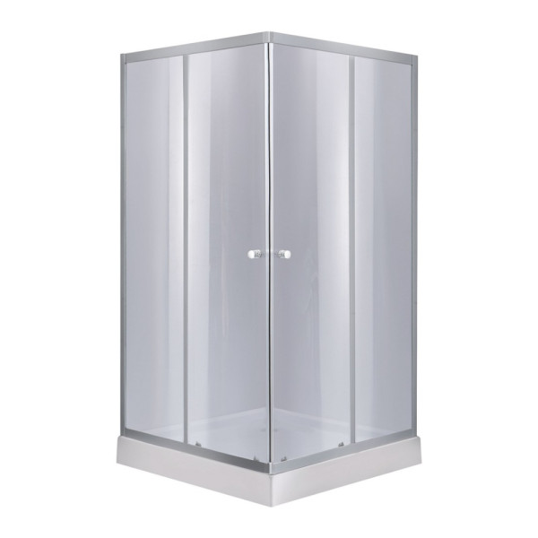 Набор Lidz душевая кабина Wawel SC80x80.SAT.LOW.GR, стекло тонированное 4 мм + поддон Mazur