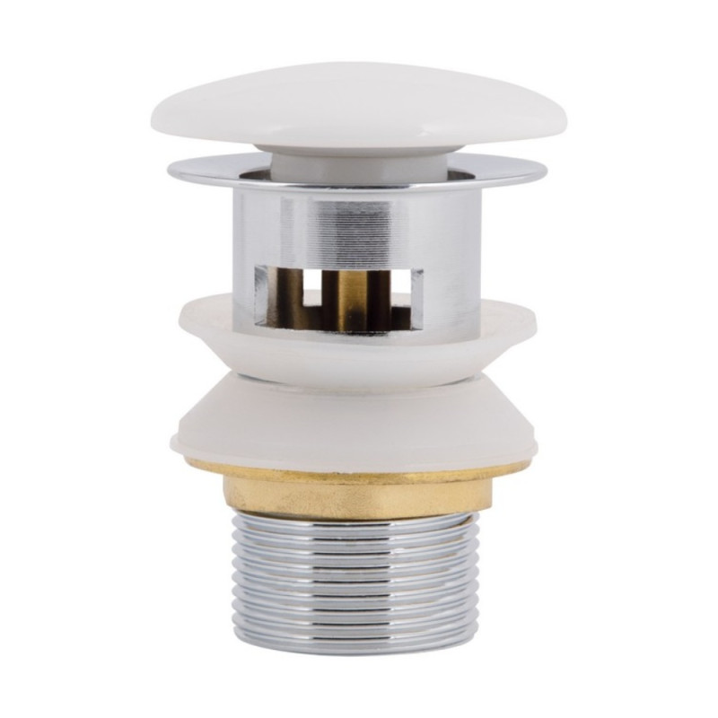 Донний клапан Pop-up для біде з переливом 70х70х110 mm White Qtap